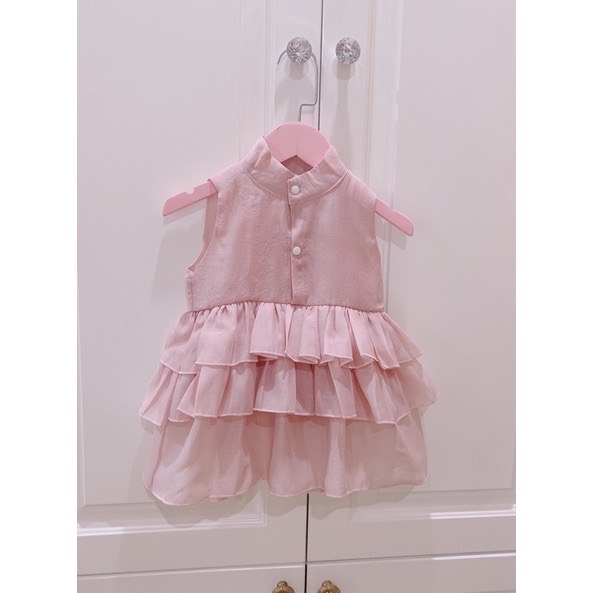 Váy bé gái NHƯ Ý HOUSE'S--váy tơ nến 3 tầng ( chất liệu vải phồng tầng.màu Hồng nude ( chụp khó lên màu)