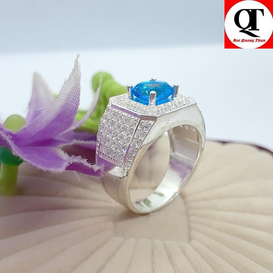 Nhẫn nam bạc phong cách thời trang gắn kim cương nhân tạo chất liệu bạc thật không gỉ trang sức Bạc Quang Thản - QTNA10