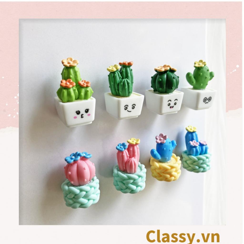 Bộ 04 cây Chậu cây xương rồng mini bằng sứ, trang trí bàn làm việc, bàn học, decor phòng PK1489