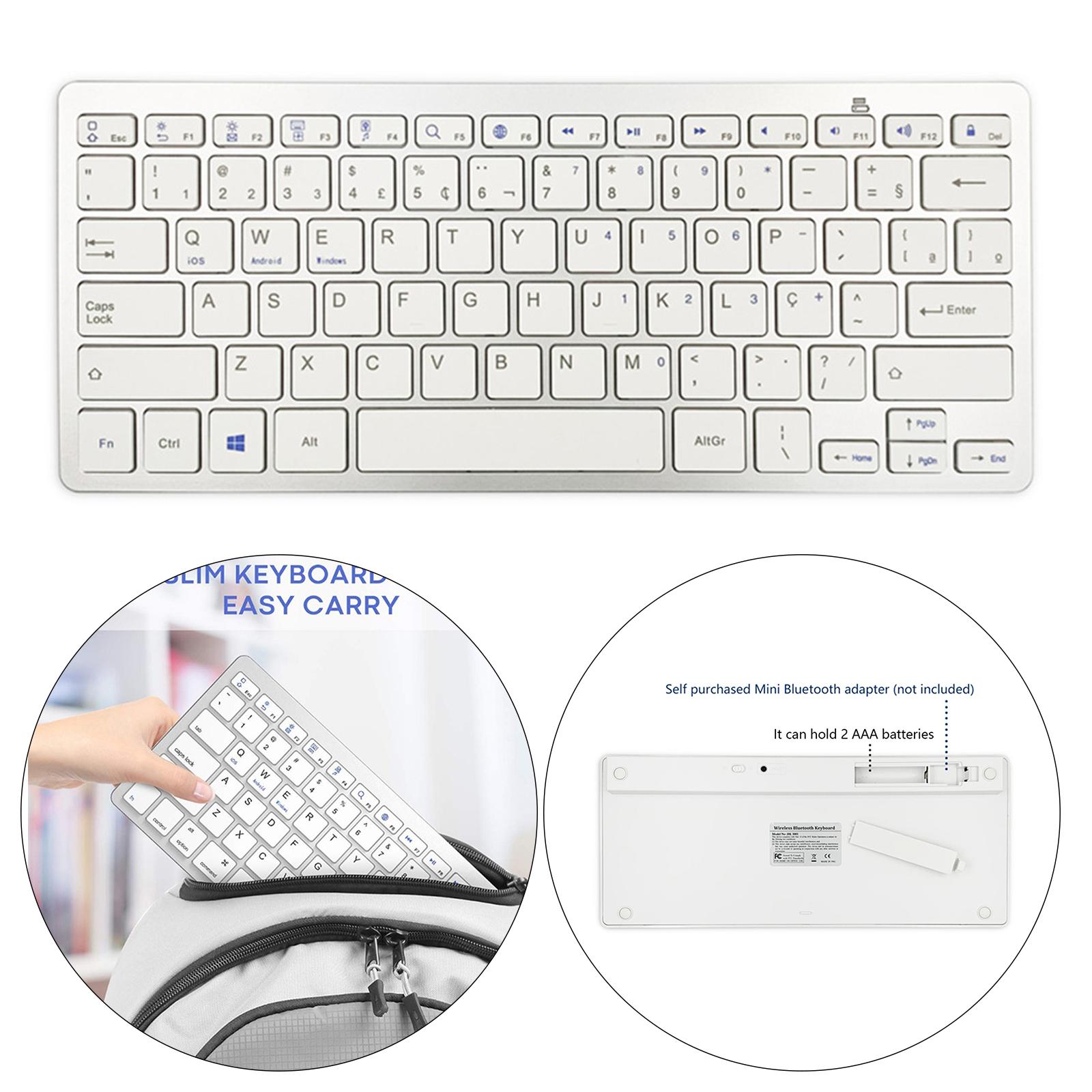 Slim Portuguese 78 Keys Wireless Bluetooth Keyboard for iOS Android Compact