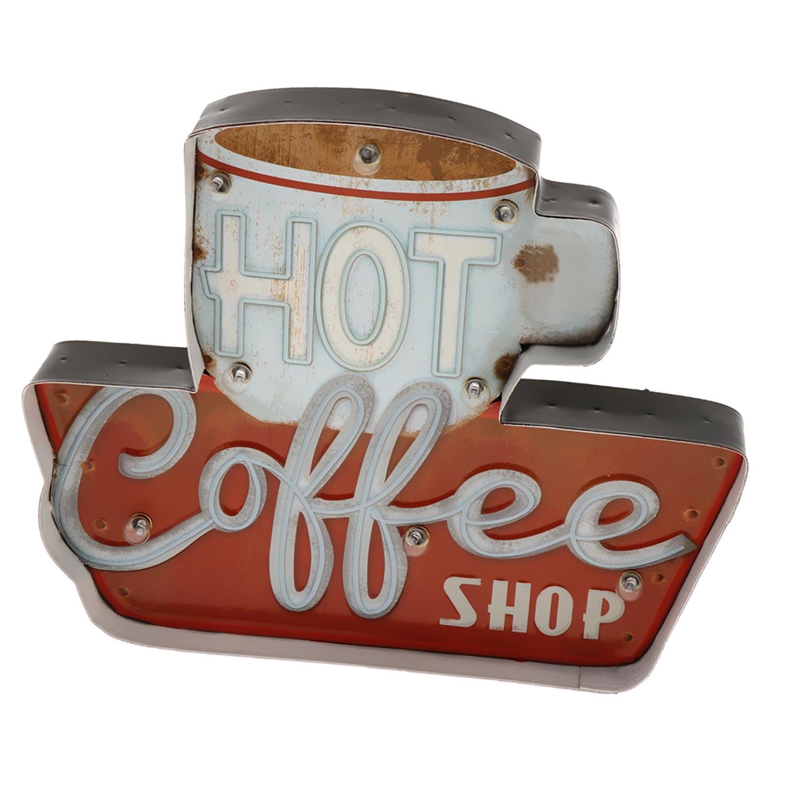 3D Metal Tin Sign Coffee Plaque LED Light Box