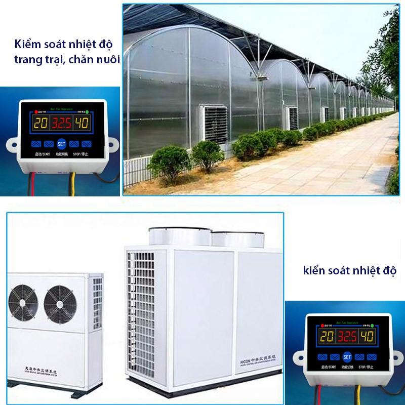 Công tắc cảm biến nhiệt độ W88-220V gắn nổi với 3 màn hình hiển thị nhiệt độ, đầu cảm biến rời chống nước