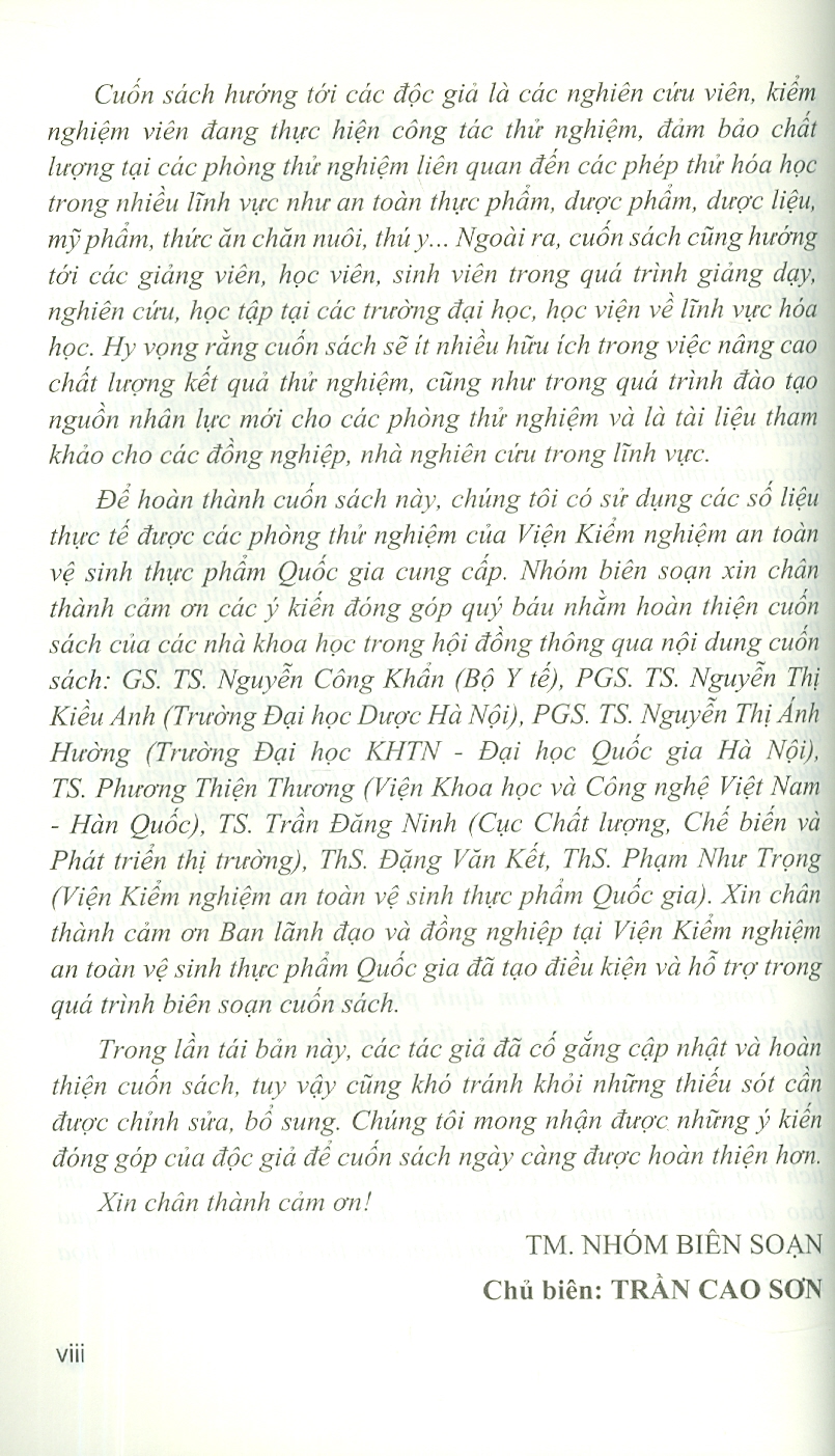 Thẩm Định Phương Pháp Và Đánh Giá Độ Không Đảm Bảo Đo Trong Phân Tích Hoá Học (Tái bản lần thứ nhất có bổ sung và chỉnh sửa)