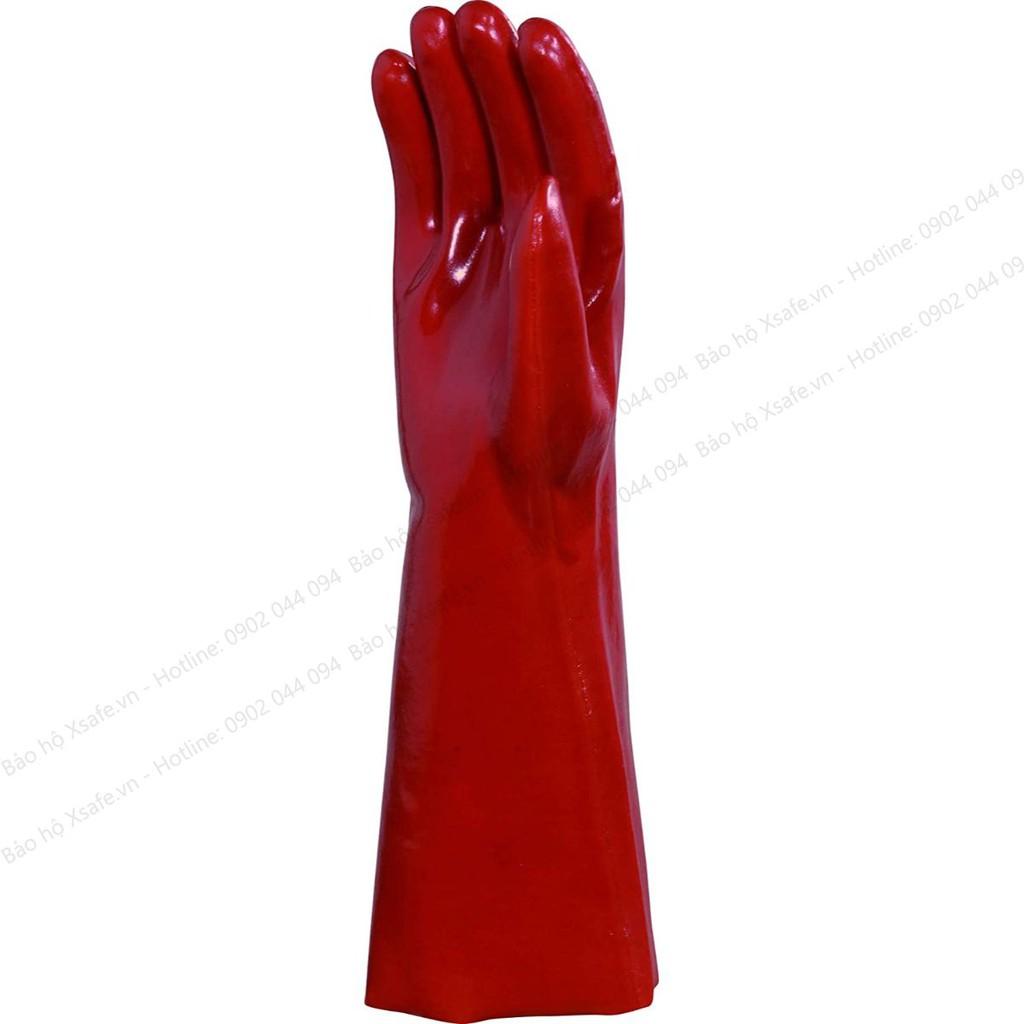 Găng tay chống hóa chất Deltaplus Basf PVCC400 chiều dài 40cm, găng tay bảo hộ cao su chống hóa chất, dầu nhớt, chất tẩy