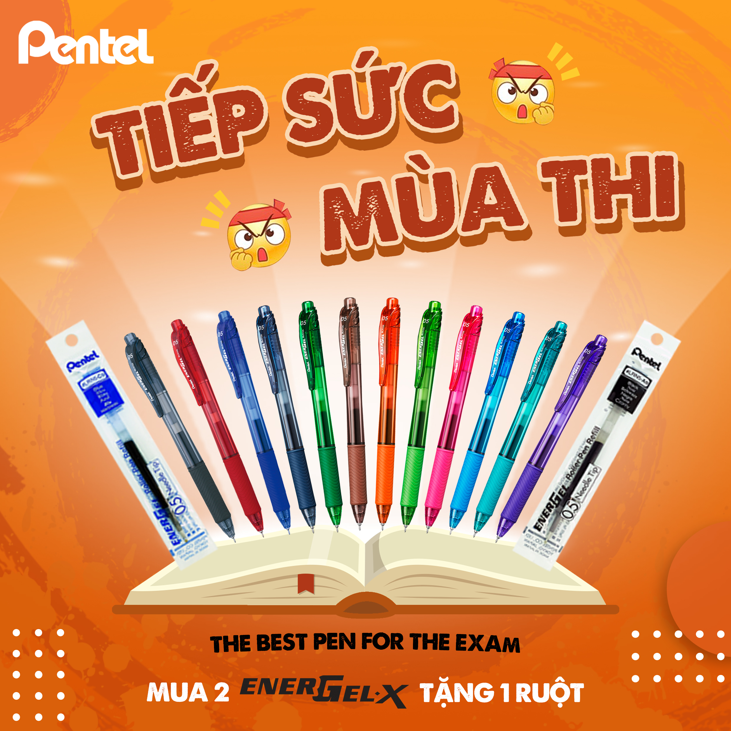 Bút Bi Nước Nhật Bản Pentel Energel Bln105 Ngòi 0.5Mm Trơn Mượt Siêu Nhanh Khô 12 Màu Sống Động - Xanh Nõn Chuối - K