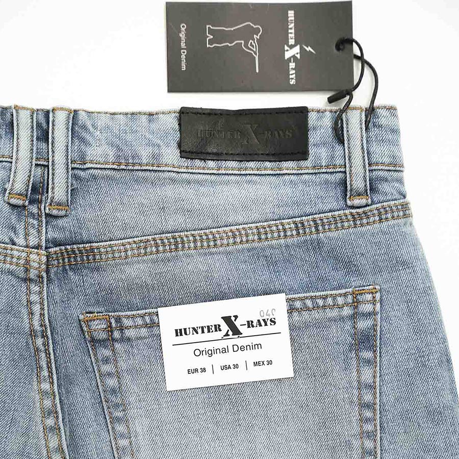 Quần Short Jeans Nam Cao Cấp HUNTER X-RAYS Form Slimfit Thun Nhẹ Màu Xanh Nhạt S40
