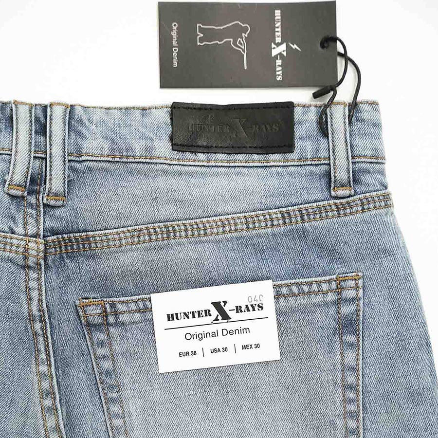 Quần Short Jeans Nam Cao Cấp HUNTER X-RAYS  Form Slimfit Thun Nhẹ Màu Xanh Nhạt S40