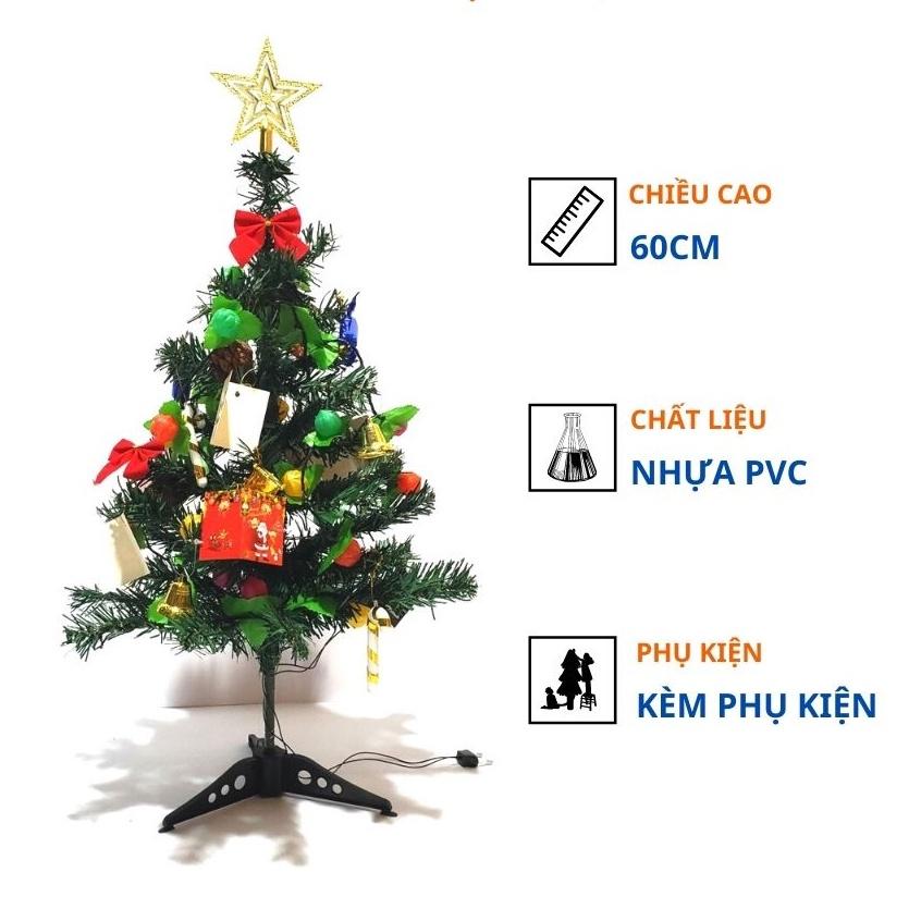 Cây thông noel mini để bàn nhỏ gọn sẵn phụ kiện trang trí giáng sinh