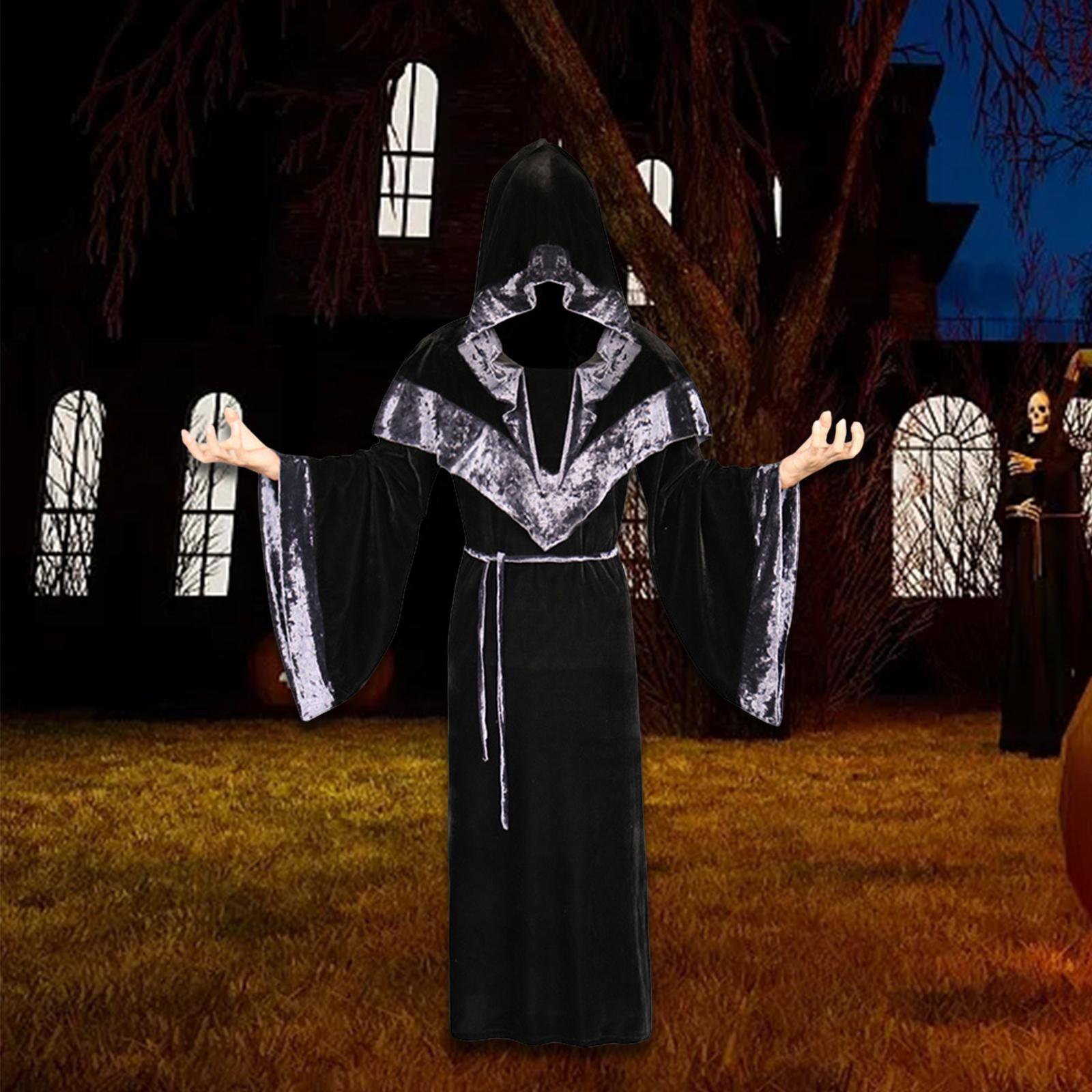 Black Hooded Cape, Halloween Hooded Cloak Long Black Cape Hooded Cloak for Men Women Halloween Christmas Witch Vampires Costume Cosplay Party