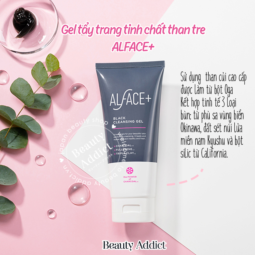 Gel Tẩy Trang Bùn Khoáng Và Than Tre Hoạt Tính Nhật Bản Cho Da Dầu, Mụn, Hỗn Hợp Alface Black Cleansing Gel, Dưỡng Ẩm, Chứa Tinh Chất Siêu Chống Oxy Hóa, Ngăn Lão Hóa Da