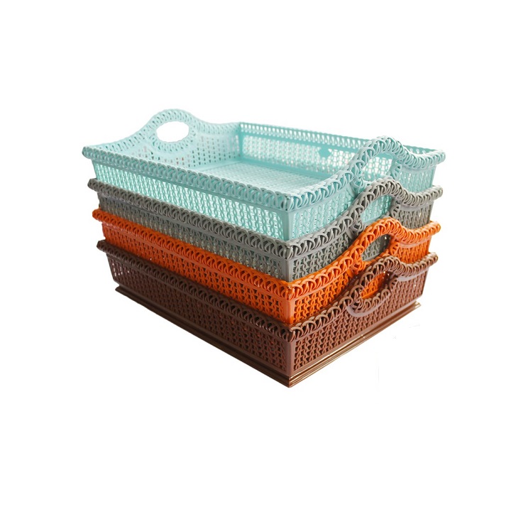 Rổ chữ nhật đa năng có quai xách kích thước lớn 41x31x12 cm
