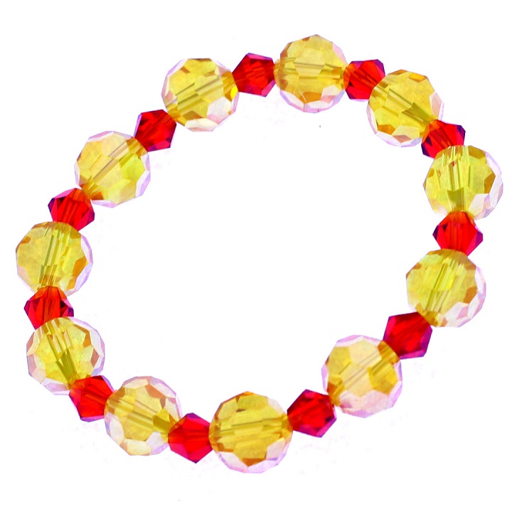 Vòng tay pha lê vàng giác 10 ly pha lê đỏ giác CTFLVGFLOG10