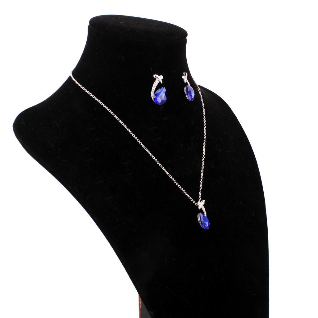Boho Bridal Wedding Jewelry Set Crystal Rhinestone Drop Necklace & Earrings