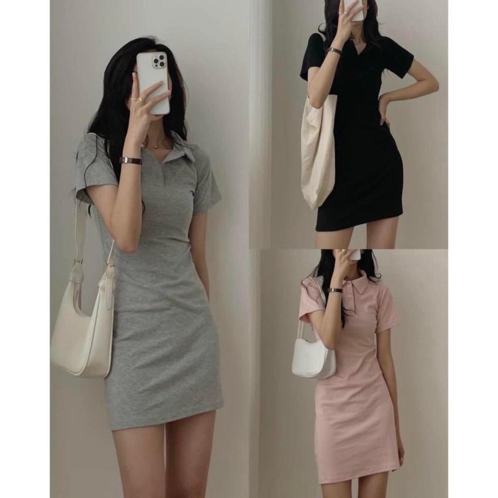 đầm polo dáng suông - váy xuông cổ sơmi chất cotton kéo giãn phong thái tươi trẻ V147 coco land chất đẹp deal tốt