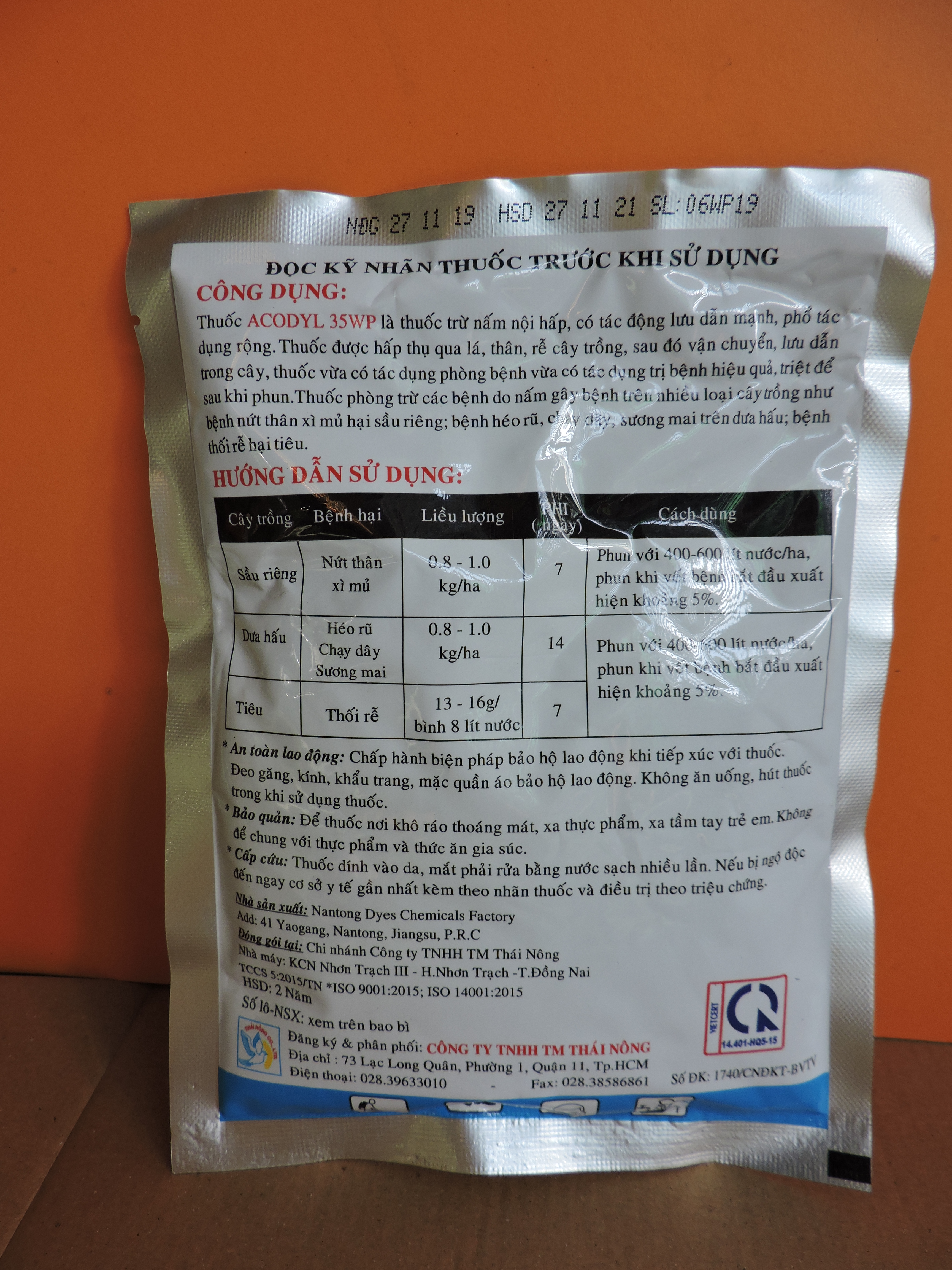 Thuốc Trừ Bệnh ACODYL 35WP Tuyệt Chiêu Sạch Bệnh, Trừ Héo rủ,  Nứt Thân Xì Mủ, Chạy dây, Sương Mai, Thối Rễ