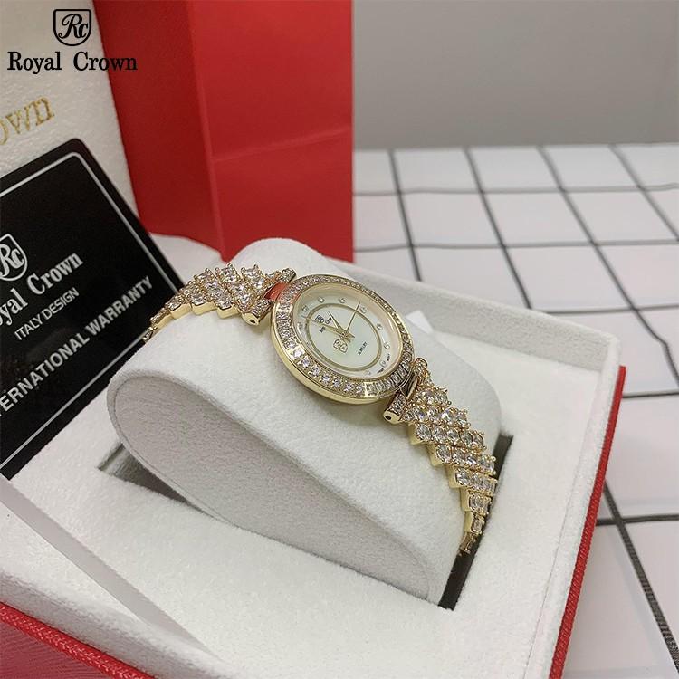 Đồng Hồ Nữ Chính Hãng Royal Crown 4617 Jewelry Dây Kim Loại Đính Đá Chống Nước Chống Xước