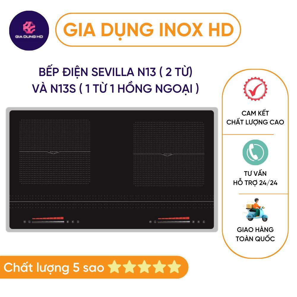 Bếp từ đôi  BẢO HÀNH 2 NĂM  Bếp điện Sevilla 2 loại N13 (2 từ) N13S ( 1 từ 1 hồng ngoại ) - N13 ( 2 TỪ