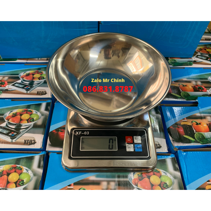 Cân Điện Tử Nhà Bếp INOX Không Gỉ FX03, Cân Thực Phẩm 5kg – 1g Kèm Pin