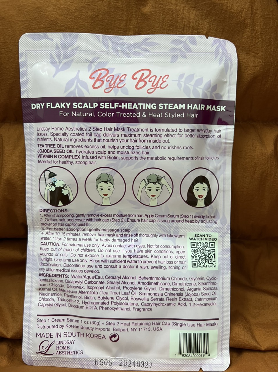 Mặt nạ dưỡng tóc Lindsay Bye Bye Tangles &amp; Knots Self Heating Steam hair Mask