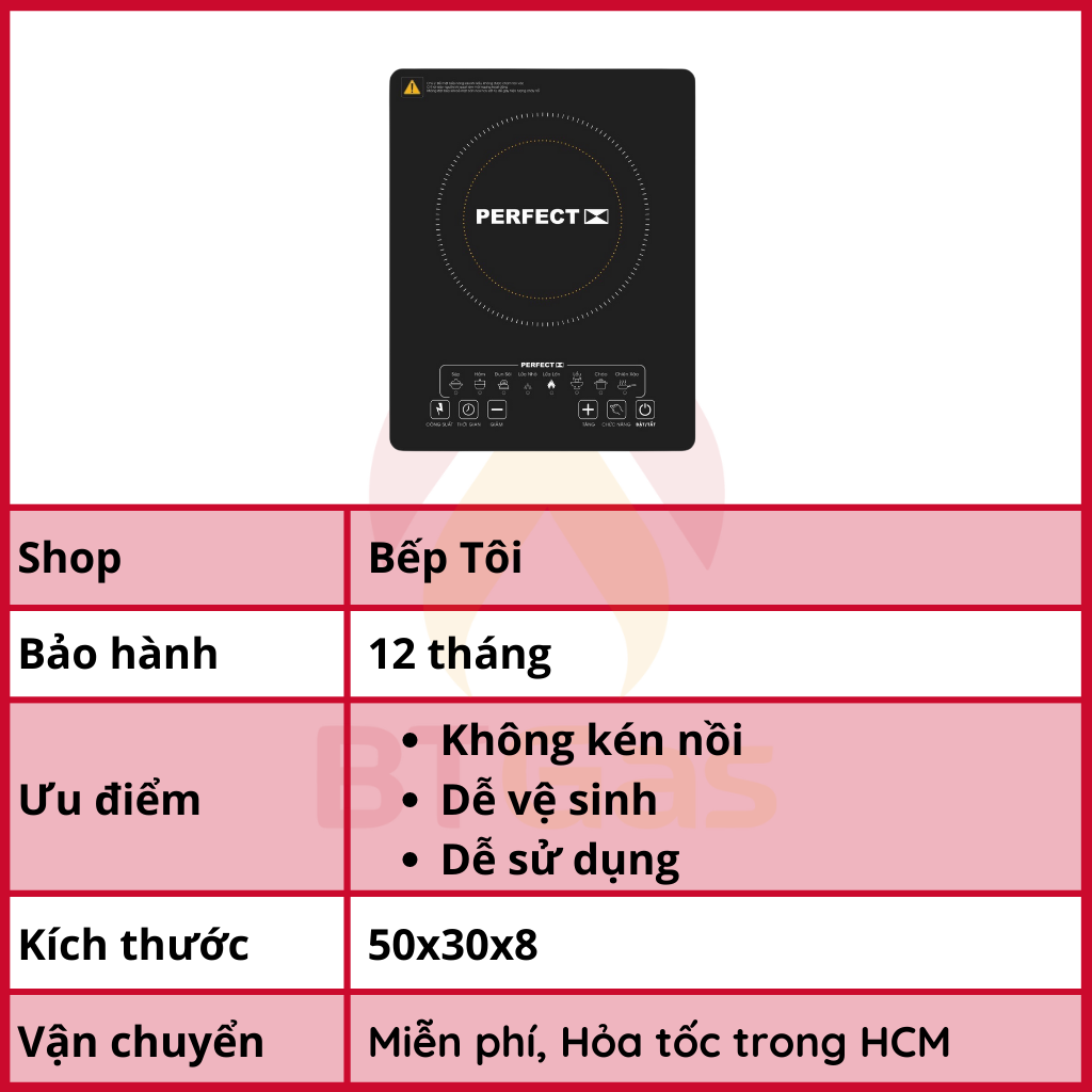 Bếp điện từ đơn công suất 2200W, bếp từ cảm ứng mặt kính chịu lực siêu bền Perfect PF-B33 - Hàng chính hãng