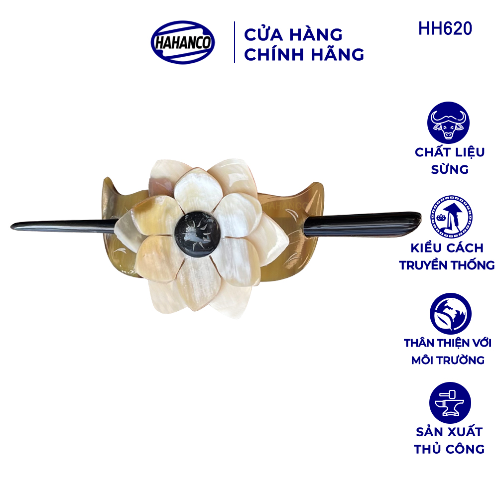 Kẹp tóc hoa bằng sừng có trâm cài - tinh sảo độc đáo dễ phối đồ - HH620