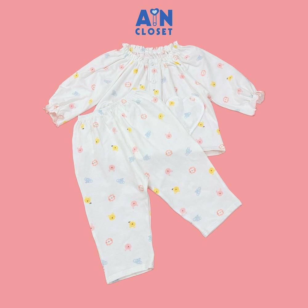 Bộ quần áo Dài bé gái họa tiết Động Vật Nhí Trắng Thun cotton - AICDBGD0DJM6 - AIN Closet