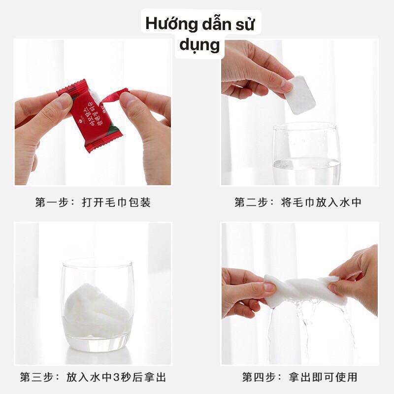 Túi 20 Khăn Giấy Nén Hàn Quốc Dạng Viên Kẹo Dùng 1 Lần - Có Khóa Zip Bỏ Túi Du Lịch Tiện Lợi