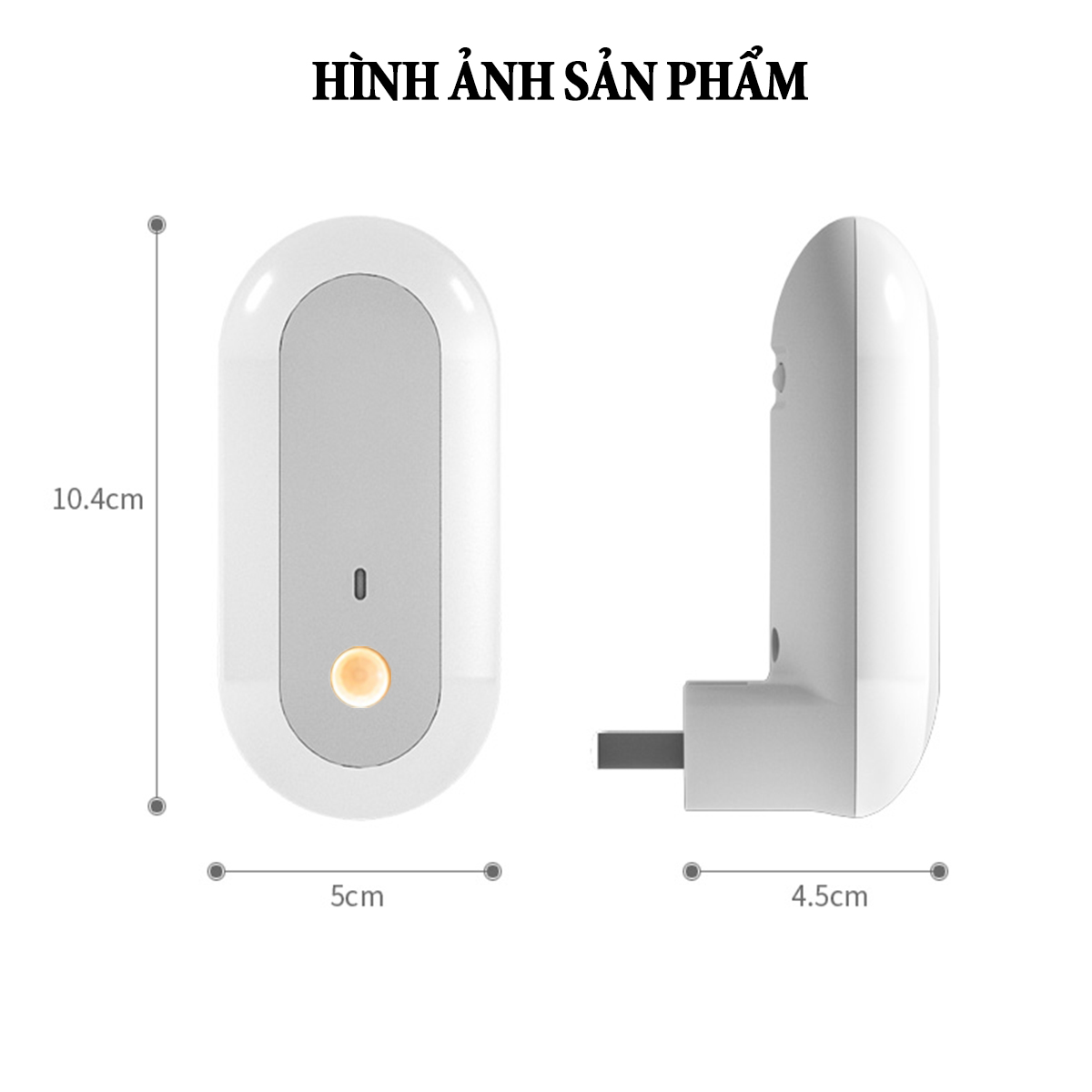 Đèn cảm biển chuyển động hình Ovan tự động sáng vào ban đêm khi có người đến gần, ánh sáng kép màu vàng ấm