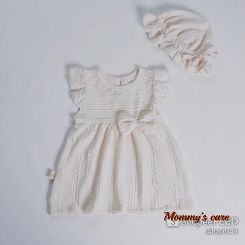 Váy trắng bé gái tay cánh tiên cao cấp MOMMY'S CARE 100% cotton hữu cơ tự nhiên cho bé 0-24 tháng