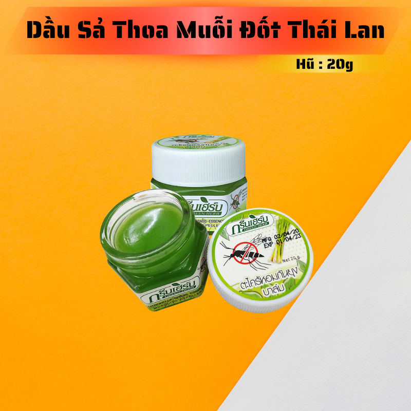 Dầu thoa muỗi đốt cao xả GREEN HERB 20g THÁI LAN