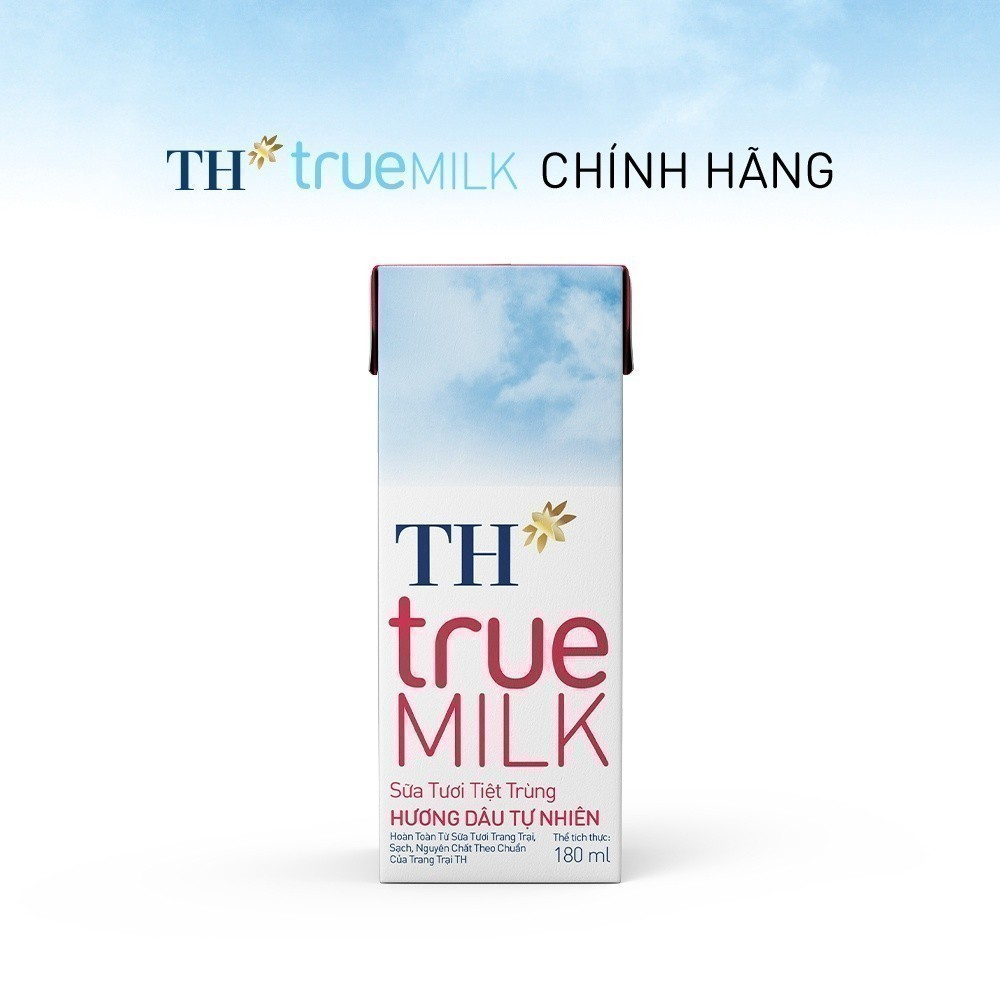 Thùng 48 hộp sữa tươi tiệt trùng TH True Milk  hương dâu tự nhiên 180ml