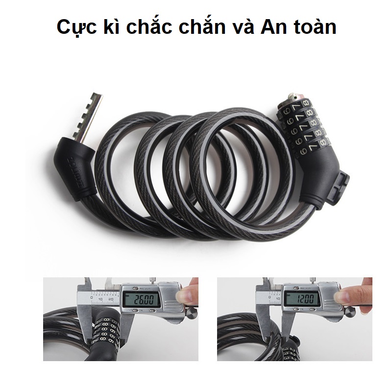 ROGTZ Khóa Dây Xe Chống Trộm 5 Số - Hàng Nhập Khẩu