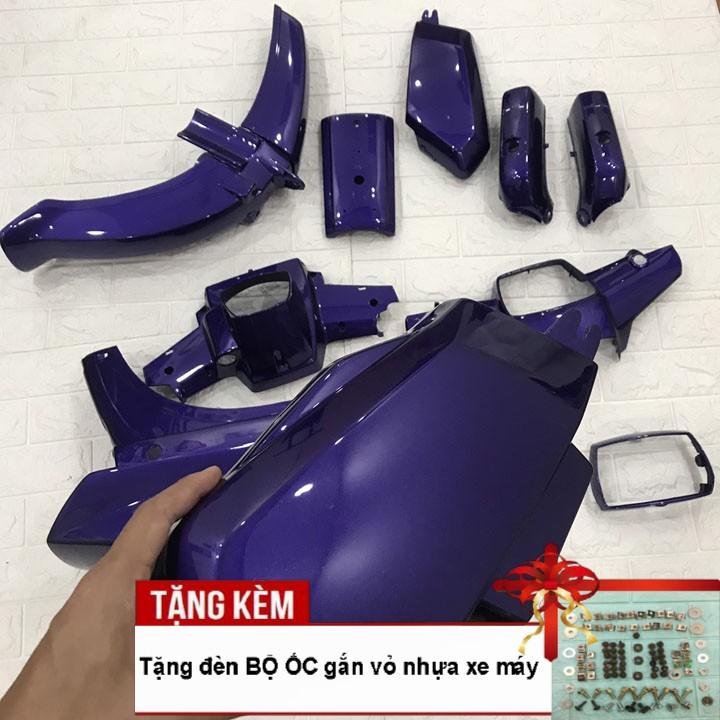 Dàn áo xe Honda-Dream II nhựa ABS nguyên sinh cao cấp màu Tím, tặng kèm bộ tem và bộ ốc theo xe