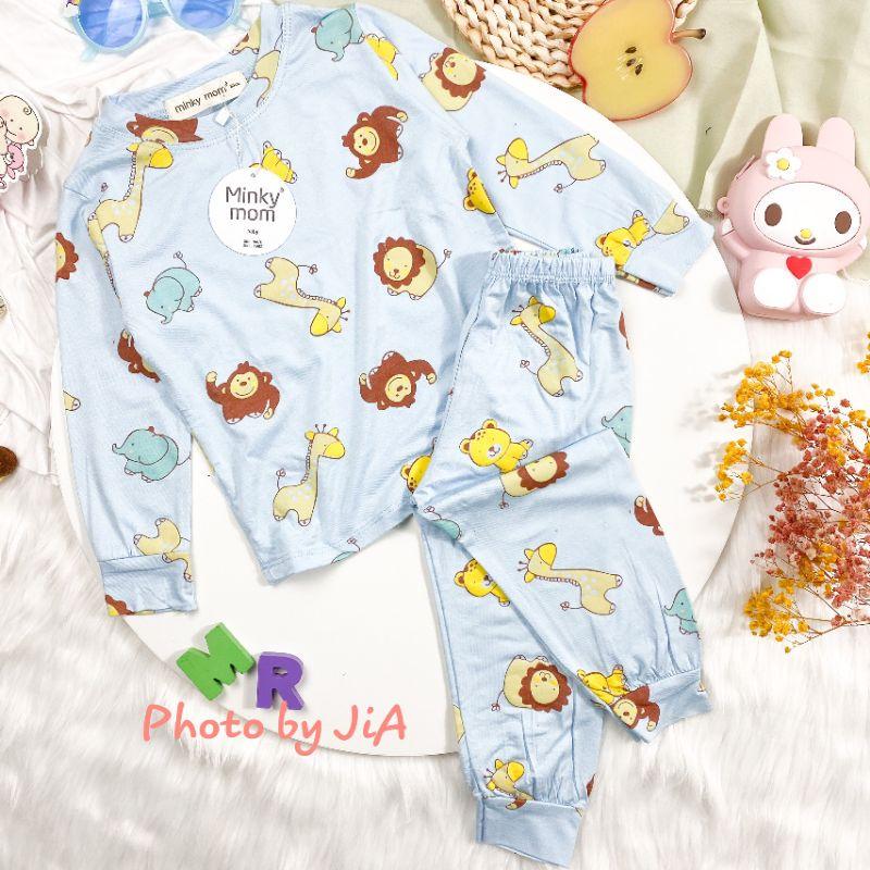 Bộ Dài tay thun lạnh Minky Mom in hình toàn thân cho bé trai bé gái từ 7-27kg