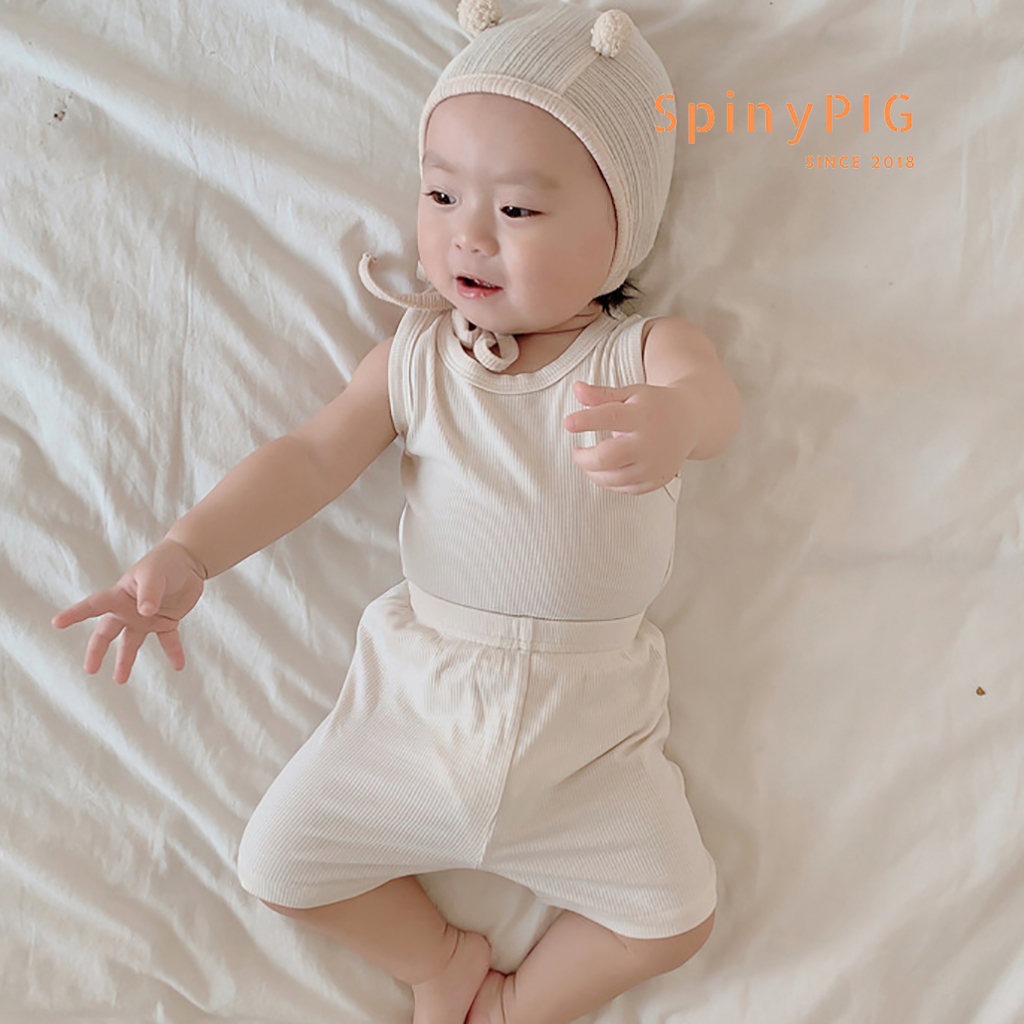 Bộ quần áo cho bé gái bé trai 0-3 tuổi style Hàn Quốc sát nách lửng cotton tăm mềm và thoáng khí dành cho mùa hè