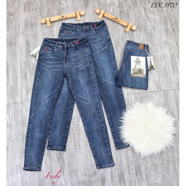 Quần Jean Nữ Skinny Thêu Cạp Lưng Cao
