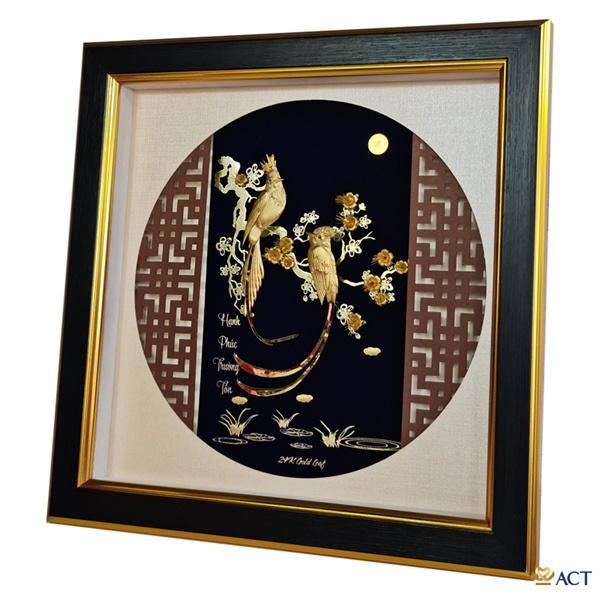 Tranh chim chào mào và hoa mai 35x35 cm