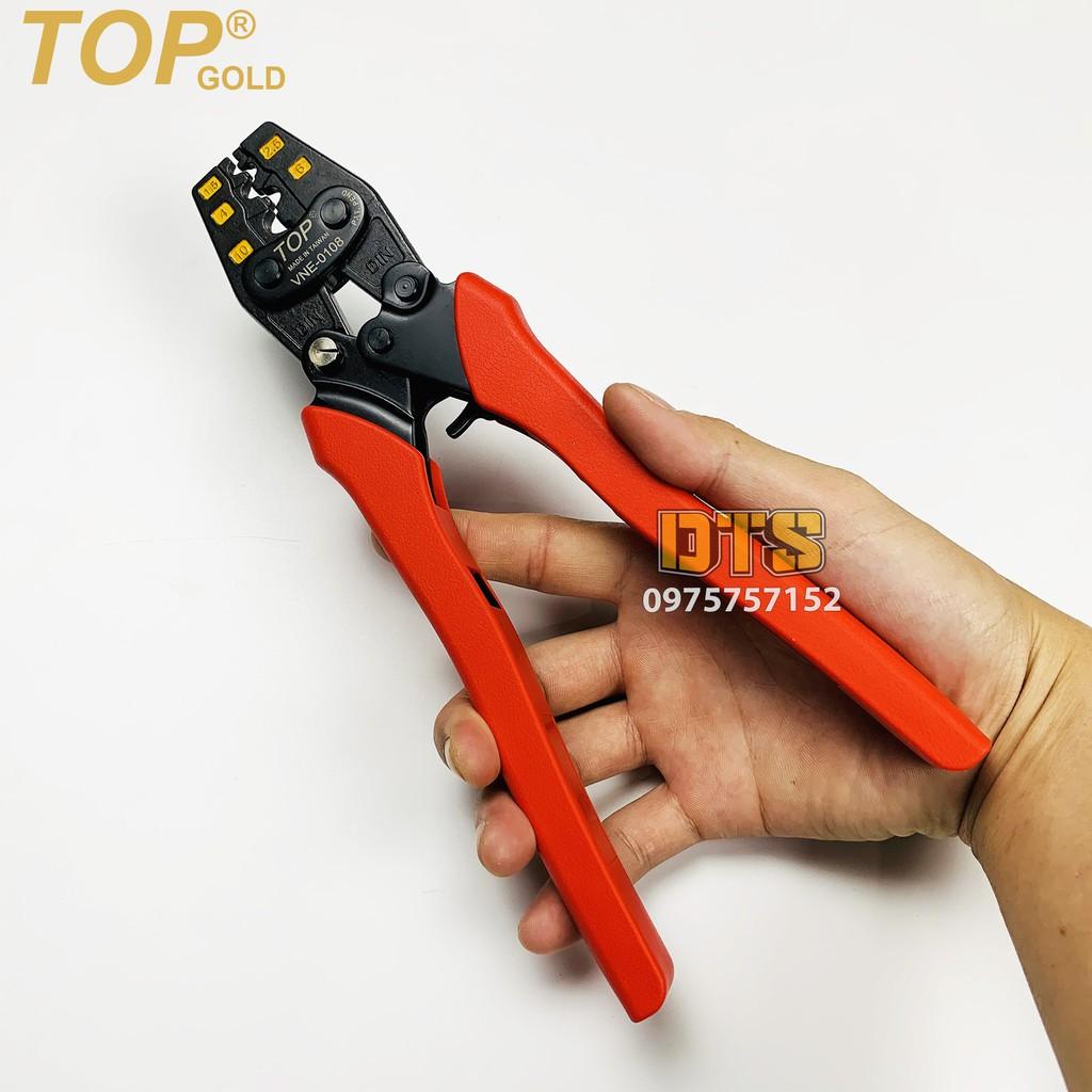Kìm bấm cos trợ lực số 8 1.5 -> 10 mm2 TOP GOLD, tiết kiệm lực, độ chính xác cao, có nút điều độ rơ