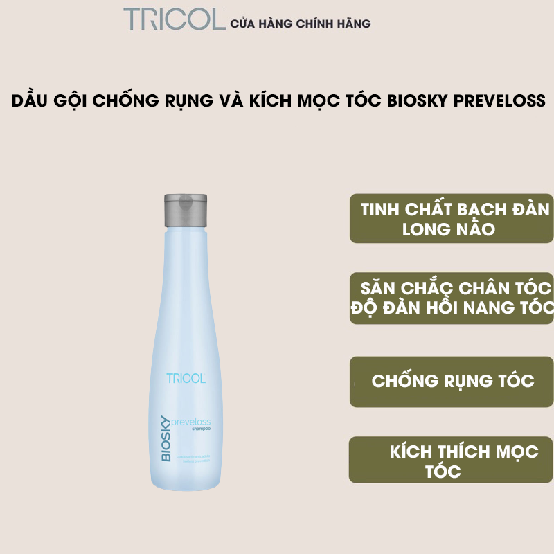 Dầu gội chống rụng và kích thích mọc tóc Italia Tricol Biosky Preveloss Shampoo