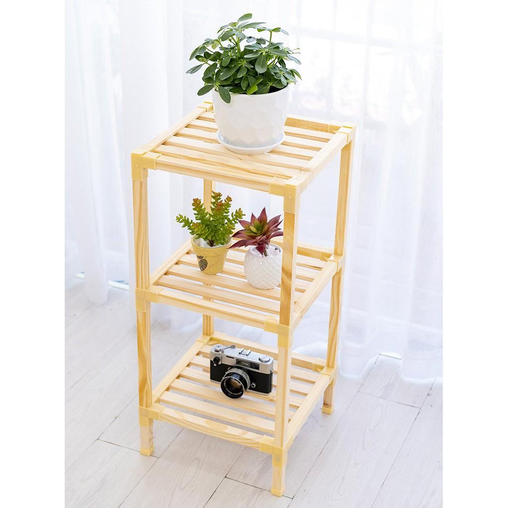 Kệ gỗ vuông 3 tầng trang trí để chậu cây