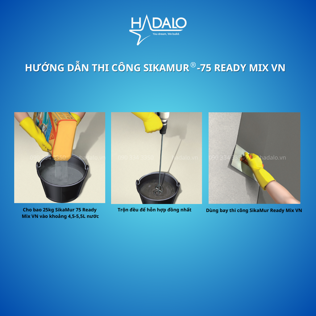 Vữa xây tô trộn sẵn SikaMur 75 Ready Mix VN – Mác 75