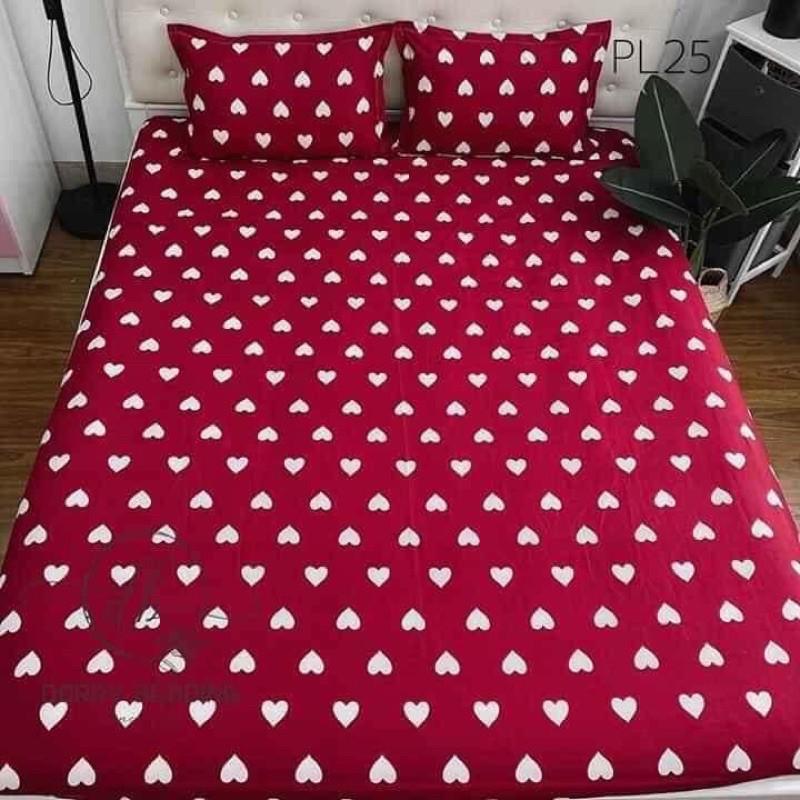Bộ 5 món Chăn Ga Gối Poly Cotton Tim Đỏ ️