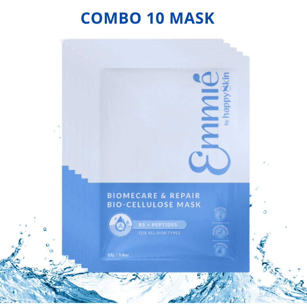 Hộp 10 miếng Mặt Nạ Sinh Học Phục Hồi Da Emmié Skin Relief Revitalizing Bio Cellulose B5 + Peptides Complex Mask 23g