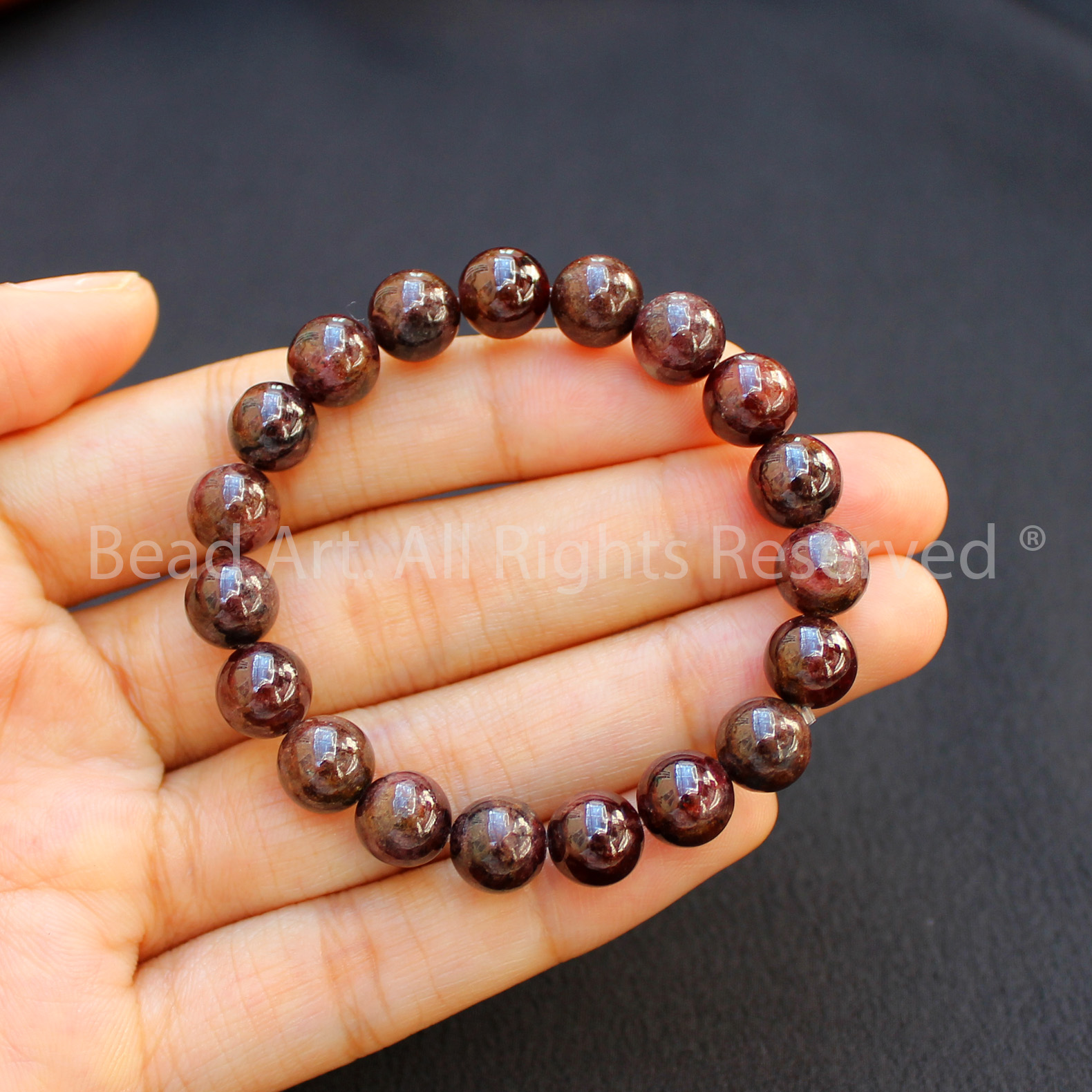 Vòng Tay 8MM Đá Garnet, Ngọc Hồng Lựu Tự Nhiên Loại B, Vòng Tay Phong Thuỷ, Chuỗi Hạt, Mệnh Hoả, Thổ - Bead Art