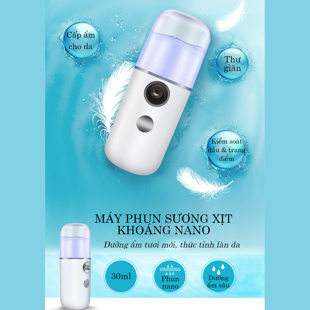 Máy phun sương xịt khoáng nano bình xông hơi mặt mini cầm tay làm mát cấp ẩm cho da