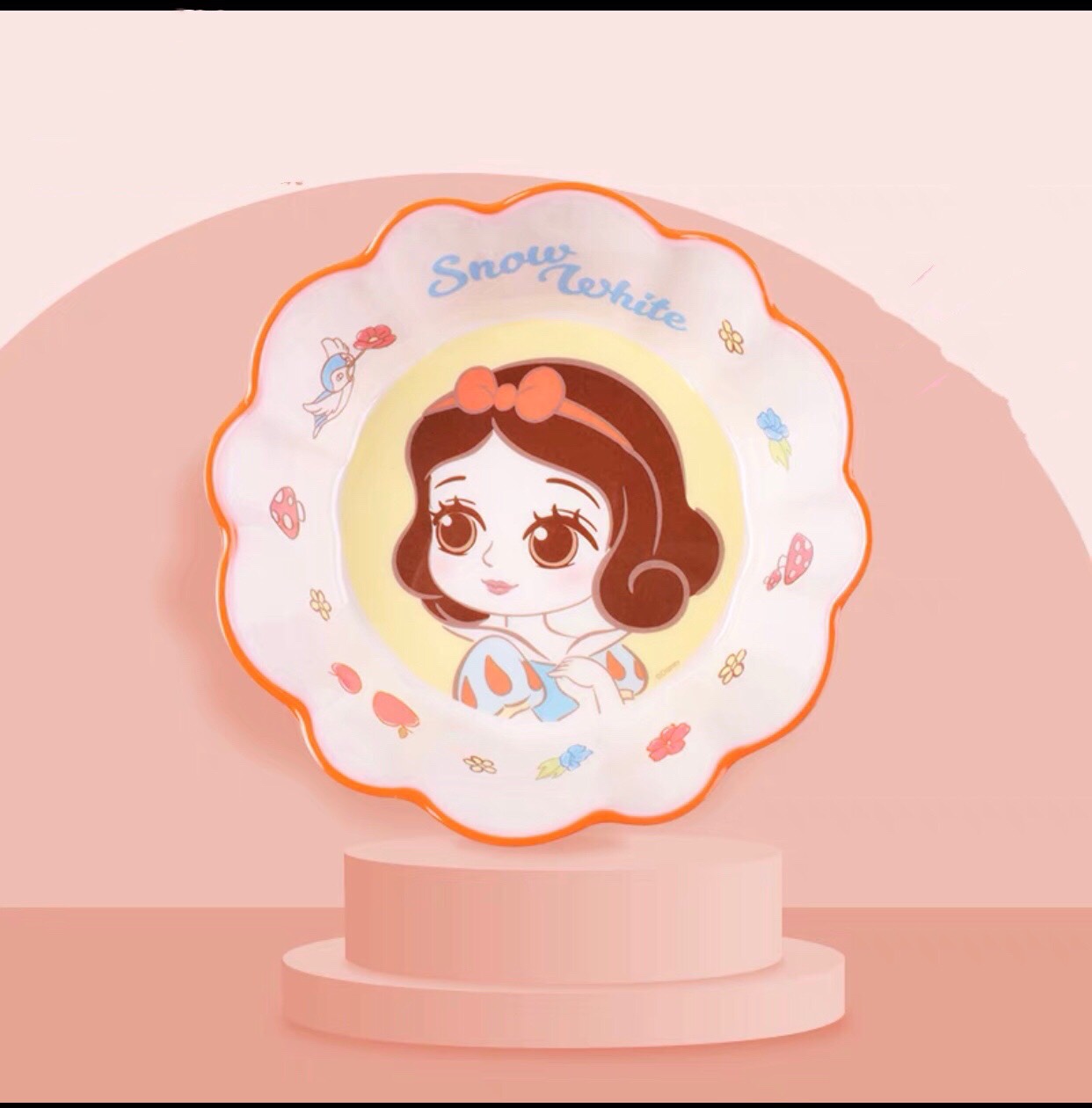 Chén ăn nhựa Melamine viền gợn sóng hình công chúa Bạch Tuyết siêu xinh cho bé gái - PDW21102-W