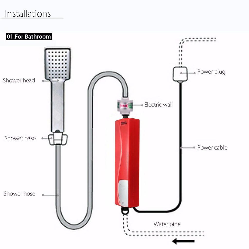 Bộ máy nước nóng IPP 3000w nhỏ gọn kèm Vòi sen - Home and Garden