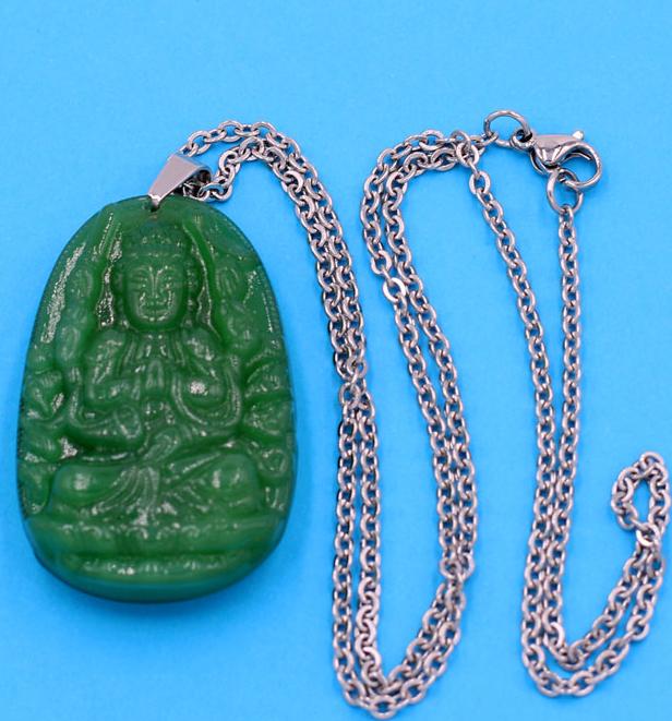 Vòng cổ Thiên Thủ Thiên Nhãn thạch anh xanh 5 cm DITTXN8 - Phật bản mệnh cho người tuổi Tý