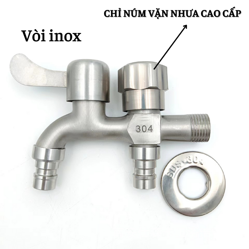 Vòi nước tăng áp INOX 304 cao cấp vòi chia 2 đầu ra tiện ích- Vòi nước thông minh