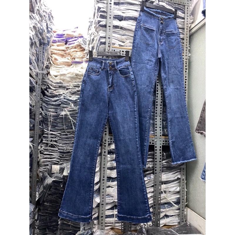 QUẦN JEANS LOE DÁNG DÀI LƯNG CAO 2 NÚT- ảnh thật shop chụp